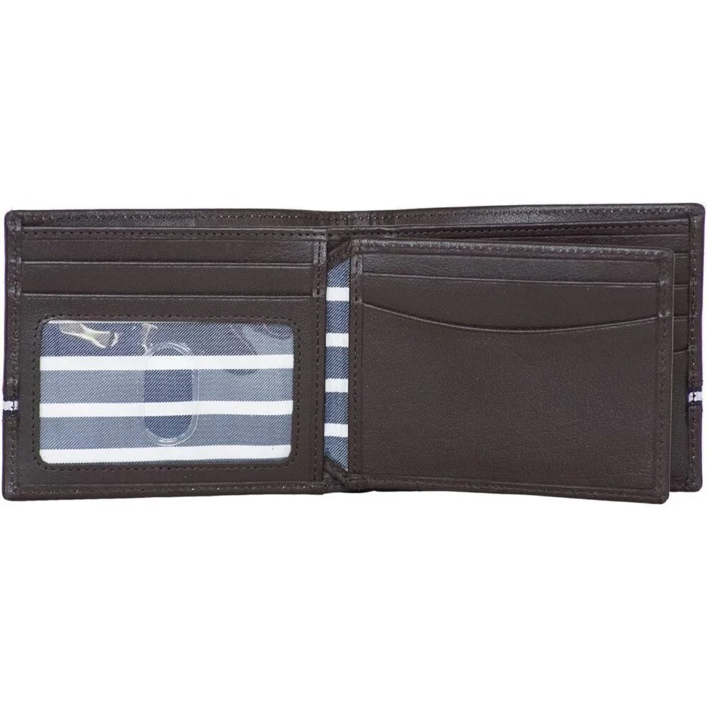 Men's  Ribbon - Brown Bifold Leather Wallet RFID Blocking ID Window Card Slots